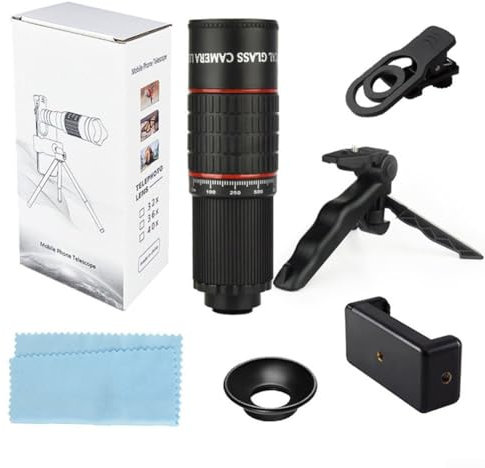 Eawfgtuw Téléobjectif 22X pour smartphones HD Zoom objectif appareil photo de téléphone portable avec trépied, appareil photo de téléphone longue portée, lentille de photographie de sport