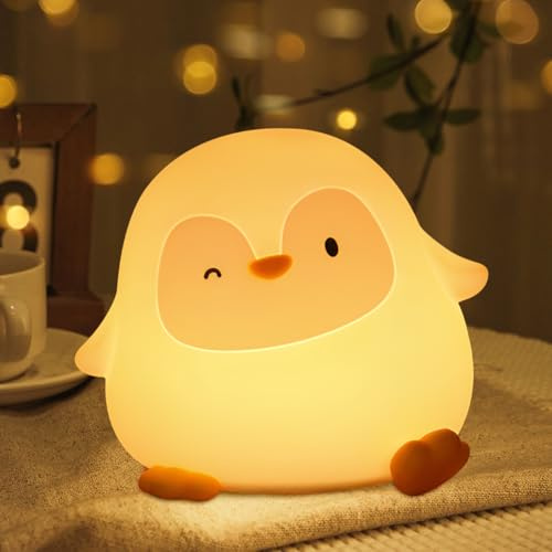 Pipihome Pinguin Nachtlicht Kinder, Penguin Silikon Lampe mit Dimmbar, Touch-Steuerung, 30 Minuten Timer, Baby Nachttischlampe Pinguin Geschenk für Kinderzimmer Deko
