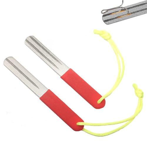 FeiatPogra 1 affilatrice per freccette diamantata con manico rosso, strumento per puntare le freccette e accessori per freccette, bastone per affilatura a doppia grana per mantenere freccette e