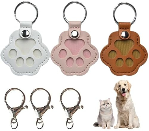3-teiliger Schlüsselanhänger Aus Leder Mit Tierhaar-Andenken, Pfotenabdruck-Design, Erinnerungsgeschenk Für Katzen- und Hundebesitzer, Erinnerungsstücke Für Andenken An Verstorbene Katzen Und Hunde
