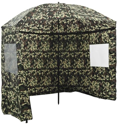 Tomostar Parapluie de Pêche, Parasol Abri de Pêche Anti-UV Tente de Pêcheur Camouflage 300 x 240 cm Polyester Oxford