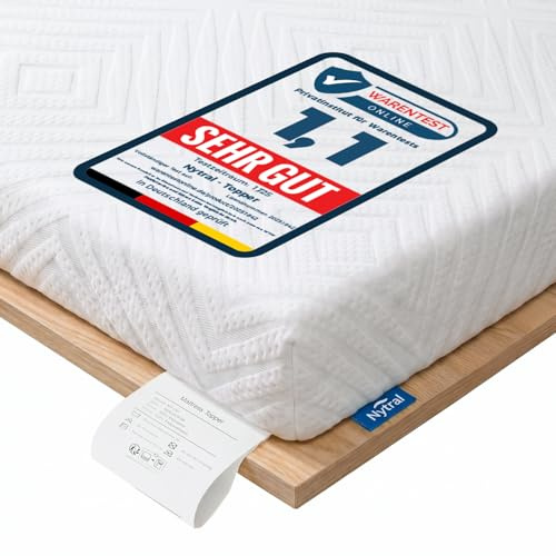 Nytral Surmatelas 160 x 200 cm, H3/H4, 7,5 cm, avec mousse viscoélastique gel et mousse confortable, degré de dureté 2 en 1, surmatelas 7 zones pour lit à sommier tapissier, canapé-lit et caravane