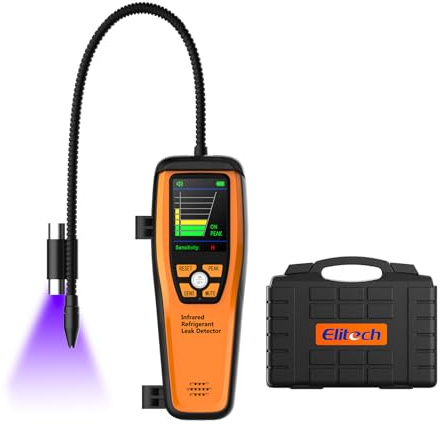 Elitech ILD-200 Gas Leak Detector for Refrigerant, HVAC Infrared Leak Detector, Freon Sniffer R32 R1234yf Leak Detector with Flexible Probe Air Conditioning Repair Kit