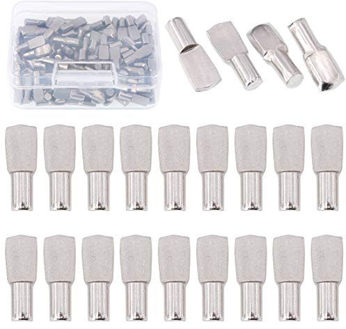 Glarks Lot de 150 piquets de support d'étagère en forme de cuillère, 5 mm, plaqué nickel