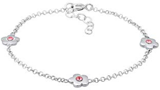 Elli Armband Kinder Blumen Rosa mit Kristalle in 925 Sterling Silber