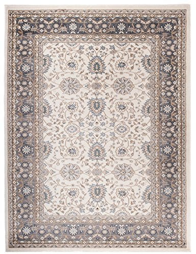 Carpeto Groß Teppich Flur 250x350cm Creme Klassisch Weich Pflegeleicht Weiß | Teppich für Eingangsbereich Küche Büro Wohnzimmer Schlafzimmer Beige Fußbodenheizungsgeeignet Reinigungsmittelbeständig
