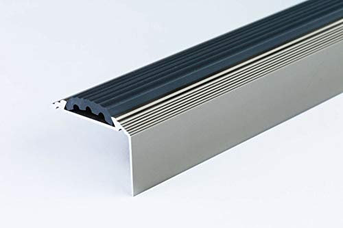 Anodised Aluminium Stair Nosing Edge Trim Step Nose Edging Nosings - Titanium, Silver, Gold -2.4 Meter Length by TMW Profiles (Titanium)