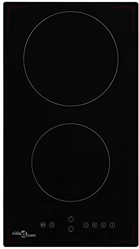 vidaXL Ceramic Hob with 2 Burners Touch Control Electric Heat-resistant Automatic Shut-down Kitchen Built-in Zone Appliance 3000W