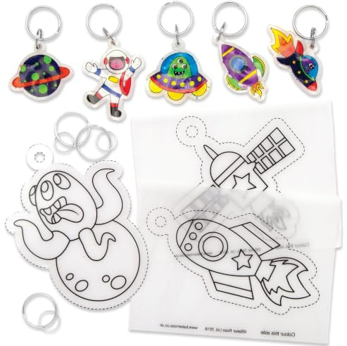 Baker Ross AW894 Schlüsselanhänger, superschrumpfend mit Sonnensystem, Kunst und Handwerk für Kinder, sortiert, 19 x 12 x 1 cm, 70 Gramm, 8 Stück