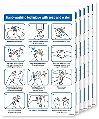 Hinweisschilder, Handwaschtechnik mit Seife und Wasser, NHS empfohlen