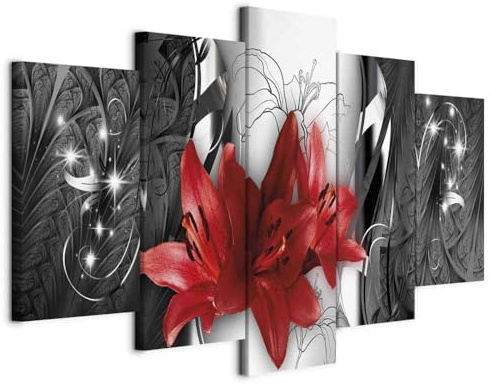murando - Leinwandbild Abstrakt silber grau, 200x100 cm, 5-teilig, modern | Hochwertige Leinwand, sofort aufhängbar, ideal fürs Wohn- oder Schlafzimmer, wasserfest und lichtecht, langlebig, stilvoll
