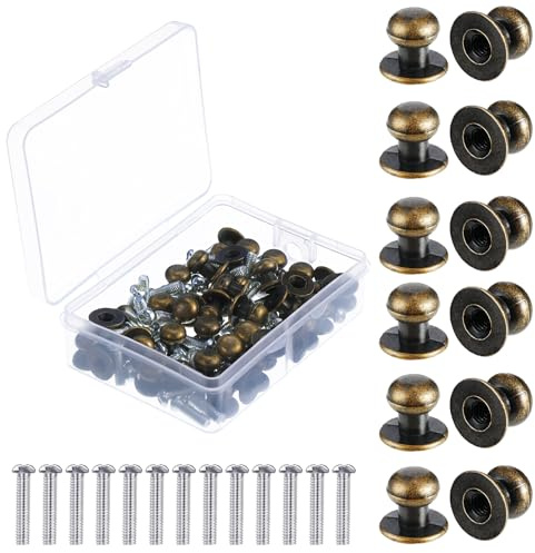 Ripeng 36 Pieces Mini Round Head Knobs Vintage Antique Drawer Metal Round Head Pull Handle Knobs with Screws for Wood Case Drawer Cabinets 0.47 x 0.43 Inch(Bronze)