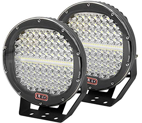 AUXTINGINGS 2 Stück 9 Zoll 294W LED-Hülsen Lichtstange Rot Runde 24000lm Wasserdichte Fleckstrahl LED Arbeit Fahren Licht Kompatibel mit LKW SUV ATV Traktor Boot Off Road(9 zoll 23cm 294)