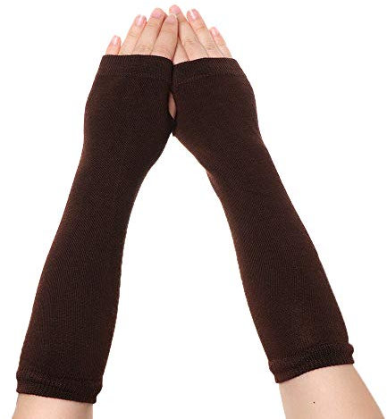 Fingerlose Handschuhe Für Frauen,1 Paar Lange Handschuhe Fingerless Cotton Classic Armband Armabdeckung Ärmel Gestreifte Weiche Handschuh Gestrickte Ellbogenhandschuhe Für Frauen Mädchen,Braun,Ei