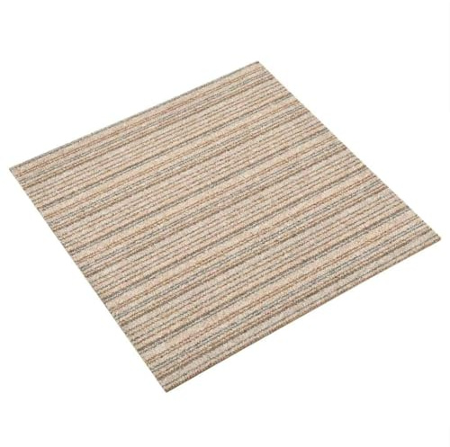 vidaXL 20x Teppichfliesen Selbstliegend Bodenbelag Teppichboden Teppich Fliese Fliesen Schutzmatten Matten Teppichplatten 5m² 50x50cm Gestreift Beige