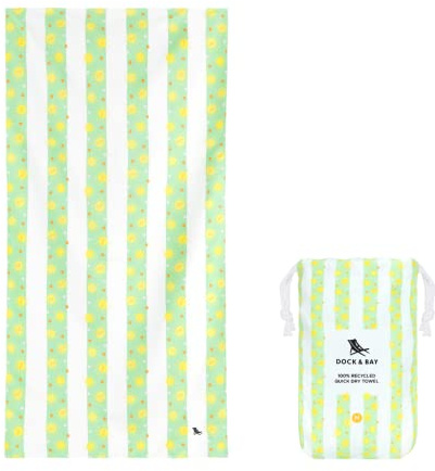 Dock & Bay Kid's Towel - For Beach Use - Quick Dry, Sand Free - Compact, Lightweight - 100% Recycled - Includes Bag - Summer Sunshines, Medium (130x70cm, 51x27)