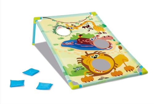 Simba 107406066 - Wurfspielzeug, mit bunter Bedruckung, Cornhole Board, 3 Wurfsäcke, 30x90cm, Säcke 8,5cm, Gartenspielzeug, Sack werfen, Wurf Spiel, ab 3 Jahren