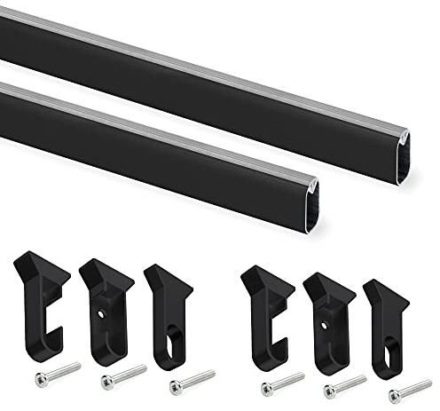 Emuca - Schrankstangen-Set, 1150 mm, Schwarz, Aluminium und Kunststoff, Partie von 2
