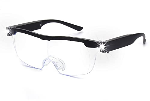 OKH 160% Lupenbrille mit Licht, Anti Blaulicht, USB Wiederaufladbar LED-Leuchtlupen, Hands Free Lupenbrillen für Naharbeit, Handwerk, Lesen
