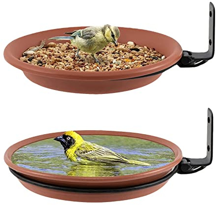 2 Pièces Mangeoire pour Oiseaux Exterieur Et Bain d'oiseaux, Abreuvoir pour Oiseaux Balcon,Bains pour Oiseaux Sauvages,Mangeoire Oiseaux Exterieur,Baignoire à Oiseaux,Abreuvoir Oiseaux dans Jardin