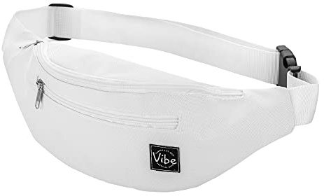 Vibe Bauchtasche Gürteltasche für Damen, Herren & Kinder (weiß) - Fanny Pack Tasche, Hüfttasche, Handytasche für Festival, Party, Rave, Sport, Outdoor, Fitness, Fahrrad, Joggen