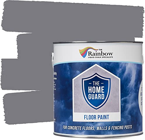 RAINBOW CHALK MARKERS Floor Paint - 2.5L Grey | Heavy Duty & Hard Wearing, Water-Based Indoor & Outdoor Floor Paint | Non-Slip Satin Finish Garage Floors, Warehouse, Concrete, Stone & Patio Floors