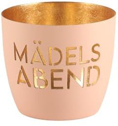 Giftcompany Madras Windlicht M Mädelsabend pastellorange/Gold 8,5cm