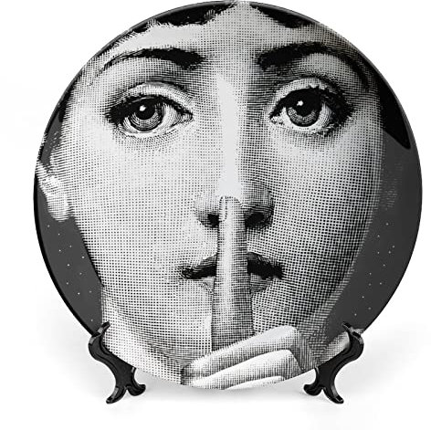 Lina Cavalieri - Piatto decorativo Fornase, da appendere alla parete, con staffa e speciale gancio a molla, stile 24,4 cm