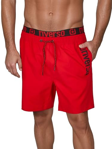 riverso RIVBobby Bañador para hombre, pantalón corto para verano para deporte y playa, con cordón, 100 % poliéster, negro, verde, naranja, rojo, S, M, L, XL, XXL, 3XL, 4XL, 5XL, L