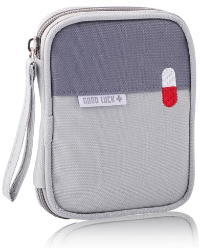 Reiseapotheke Tasche, Tragbar Medikamententasche Klein, Erste-Hilfe-Tasche | Wasserdichte Reise Apothekentasche, Notfalltasche für Home, Camping (Grau)