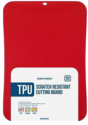 Blue Ginkgo TPU Cutting Mat [Medium] – Korean-Made Flexible, Knife-Friendly, Durable Kitchen Cutting Board (Red)