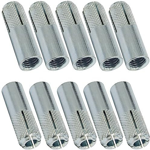 AERZETIX - C67622 - Set di 10 Tasselli di ancoraggio a espansione Ø16x50mm per bullone/vite M12 - tassello per colpire - foratura calcestruzzo mattone pietra fissaggio muratura - in acciaio