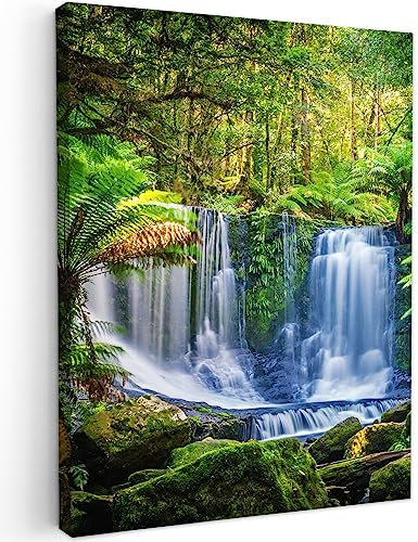 MuchoWow© Impressions sur Toile 30x40 cm Deco Tableau Murale Decoration Salon Peinture Tableaux Chambre Toiles Maison Jungle - Cascade - Australie - Plantes - Nature