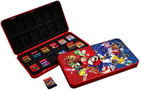 Mario & Friends Hülle für Nintendo Switch 24 Spielplätze - Lite Zubehör SD Karte Aufbewahrung & Schutz NS Box