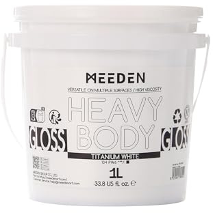 MEEDEN Blanco Pintura Acrílica : 1L Heavy Body Gloss No Tóxico - Pintura Acrílica Impermeable y resistente a la luz, para Lienzos, Madera,Piedras para Profesionales Artistas - Titanium White
