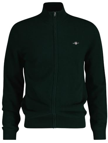 GANT Extrafin lammull dragkedja cardigan, Tartan grön, L