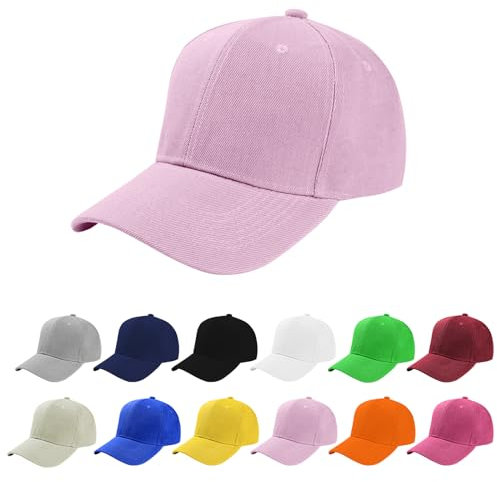 Aomig Basecap Unisex, Freizeit Baseball Cap Herren und Damen, Einstellbare Kappe mit Schirm, Sonnenschutz Baseballkappe für Outdoor Running Tennis Golf Reisen(Rosa)