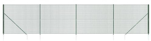vidaXL Clôture en Treillis Métallique et Piquet d'ancrage, Enclos pour Animaux, Clôture de Défense, Barrière de Jardin Terrasse, Vert 2,2x10m