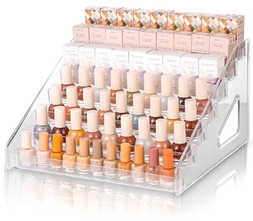 FWEEK 7 Schichten Nagellack Aufbewahrung, 7-Stufige Klarer Nagellack Halter bis 84 Flaschen, Öle Display Ständer für Kosmetik, Schminktisch