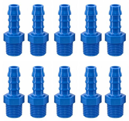 Schlauchverschraubung aus Nylon Außengewinde 1/4 BSPT Ø 8 mm, Packung mit 10 Stück, blau - AWSPLASTIC 1408PAB