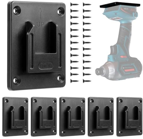 6 Stück Werkzeughalter, Wandhalterung Werkzeughalter für Dewalt 12-20V/Milwaukee 14.4-18V Bohrerhalter Elektrowerkzeug Bohrwerkzeuge Halterung Werkstatt Speicherung (Schwarz)
