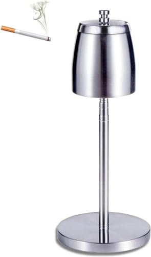 Aschenbecher, Boden Stand Aschenbecher Portable Outdoor Telescopic Selbstreinigende Outdoor Indoor/Silber (120 Mm)