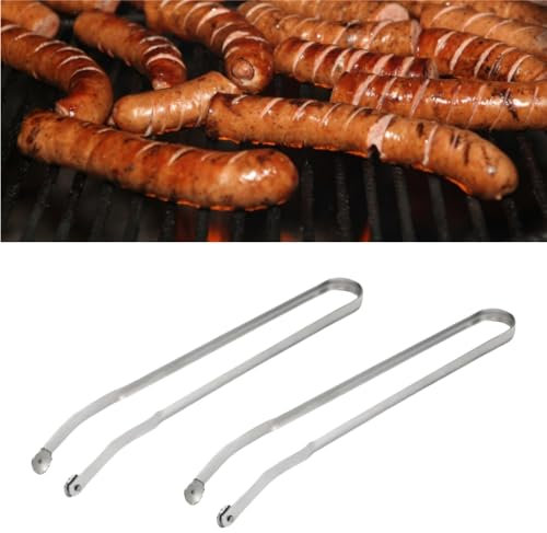 2 Stück BBQ-Wurstwendezange, Zange, Wurstwendezange Zum Kochen, Grillwurstwende, Küchenzange, Grillzange Aus Edelstahl, Lange Küchenzange, Grillzange, Zum Wenden Von, Steak, Fleisch