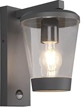 lightling Claudio Außenwandleuchte mit Bewegungsmelder, IP44, Länge: 16 cm, Höhe: 28 cm, anthrazit, Druckguss Aluminium, ohne Leuchtmittel, E27, max: 40W
