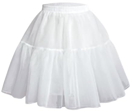 Unterrock Damen Petticoat Unterrock Vintage A-Linie Rock Underskirt Crinoline für Rockabilly Kleid Trachten Unterrock für Dirndl Weiss/Schwarz