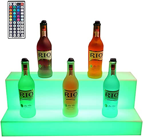 Weinregal Step LED-beleuchtetes Spirituosenflaschendisplay 20 Farben Bar-Getränkebeleuchtungsregale Beleuchtetes Flaschenregal für die Hausbar (Größe: 24 Zoll)