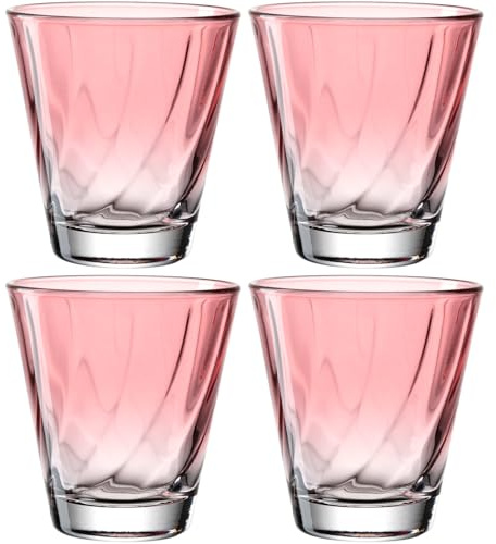 LEONARDO HOME Twist - Lot de 4 verres coniques - Rouge - 215 ml - Passe au lave-vaisselle - 9 x 8,5 cm