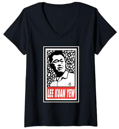 Womens Lee Kuan Yew Vector Artwork V-Neck T-Shirt