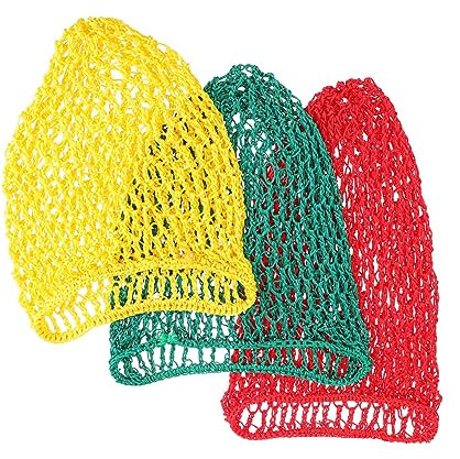 Yardenfun 3stücke Damen Haarnetz Atmungsaktive Handgefertigte Haube Für Hochsteckfrisuren Schlafmütze Rot Gelb Grün Für Mit Lockigem Haar