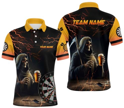 Lustige Totenkopf-Bier-Darts Poloshirts & Quarter-Zip-Shirts für Herren & Damen – Individuelle Bier- und Spieler-Darts-Trikots T1737